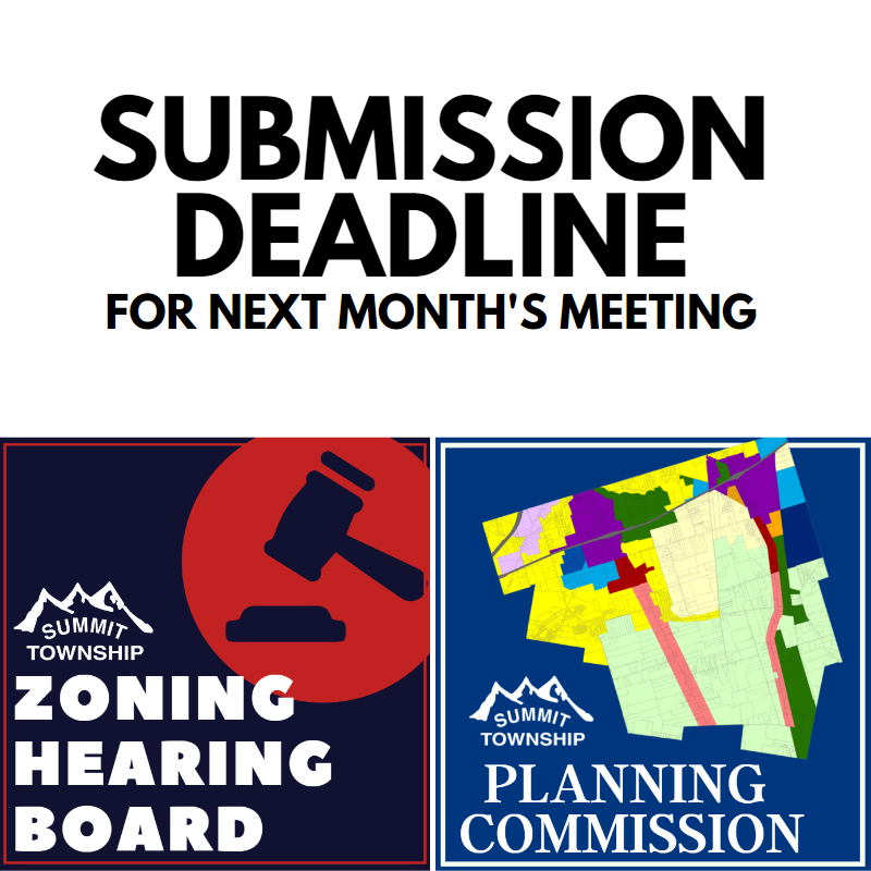 Submission Deadline - Planning Commission & Zoning Hearing Board